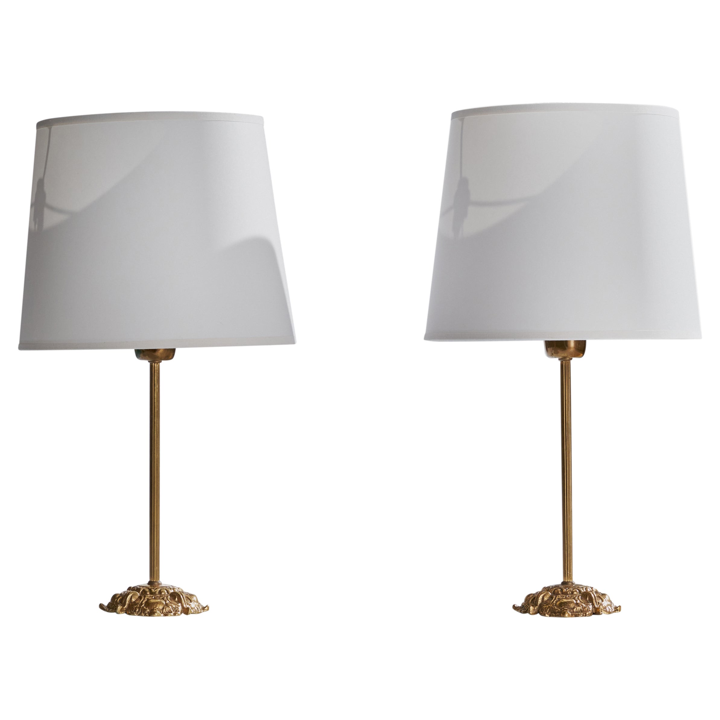 EWÅ Värnamo, Table Lamps, Brass, Sweden, 1960s