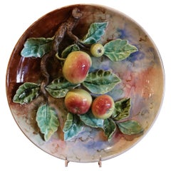 19th Century French Hand Painted Ceramic Barbotine Fruit Wall Platter