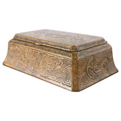 Tiffany Studios New York Chinese Pattern Bronze Doré Box, Circa 1910