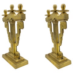 Pair of American Art Deco Bronze Candelabras