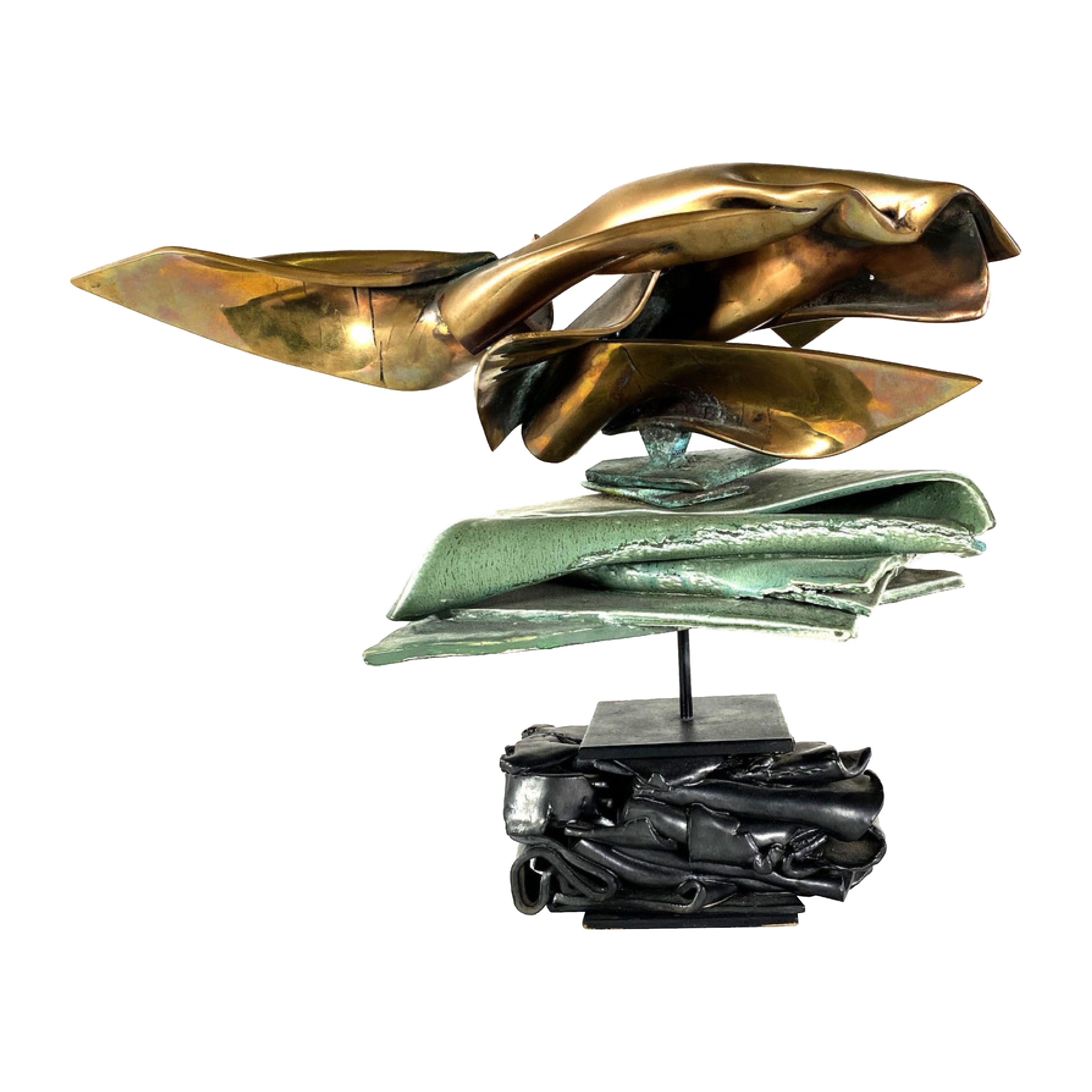 Modern Abstract Sculpture Bronze & Patina