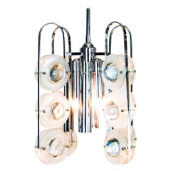 1960s Lenticular Glass Discs Chandelier by Oscar Torlasco for Stilkronen