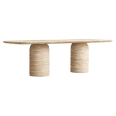 ELYSIAN DINING TABLE - 72" - Travertine Stone, Beige, Rectangular Dining Table