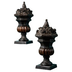 Pair of Antique Bronze French Urn Finials