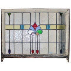 Art Nouveau Stained Glass Window 32" x 41"