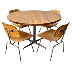 Herman Miller Eames DCM Dining Chair Set with 48” Round Butcher Block Table