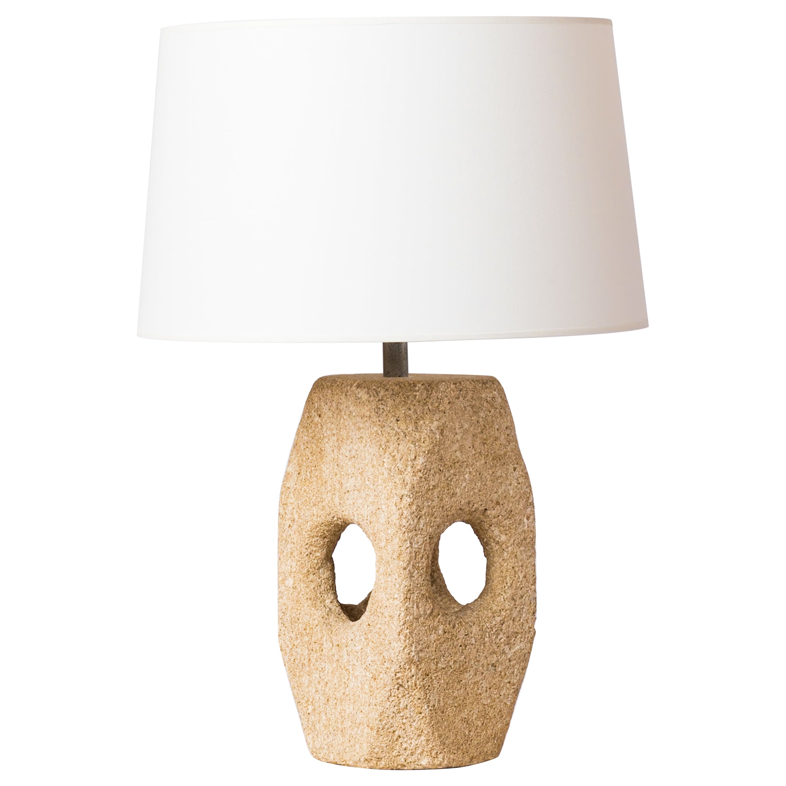 Pierre du Gard Hollow Stone Table Lamp by Albert Tormos - France 1970's