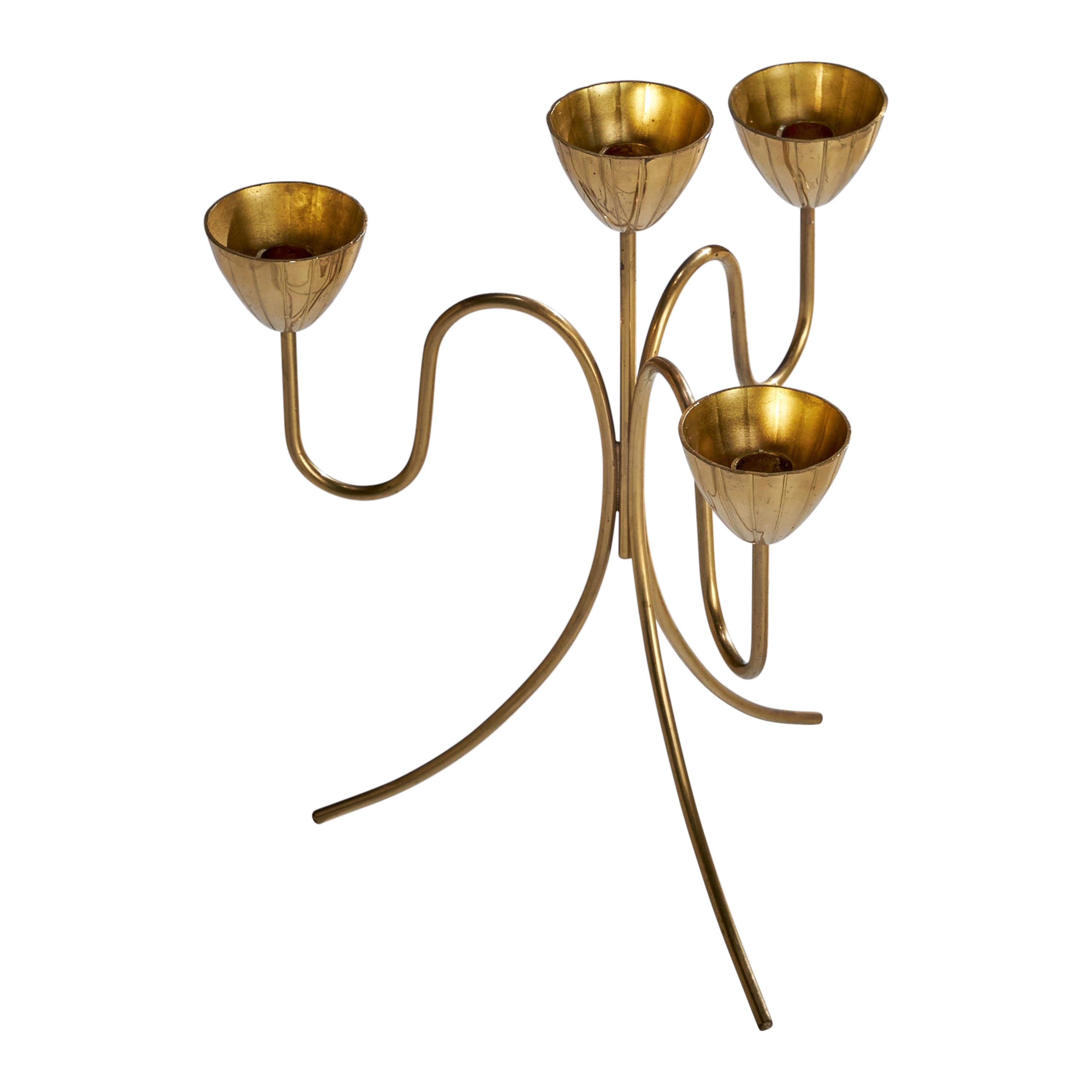 Gunnar Ander, Candelabra, Brass, Sweden, 1950s