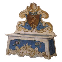 Early 19th Century Italian Carved and Hand-Painted Cassapanca Bench