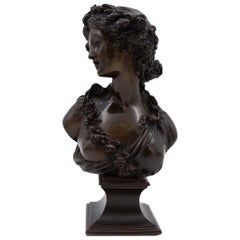 J.C. Marin Bronze "Jeune Femme Couronnée De Fleurs " 19th-Century