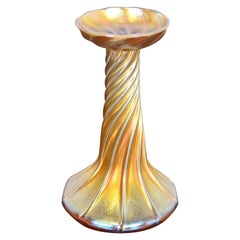 Louis Comfort Tiffany Favrile Iridescent Art Glass Candlestick