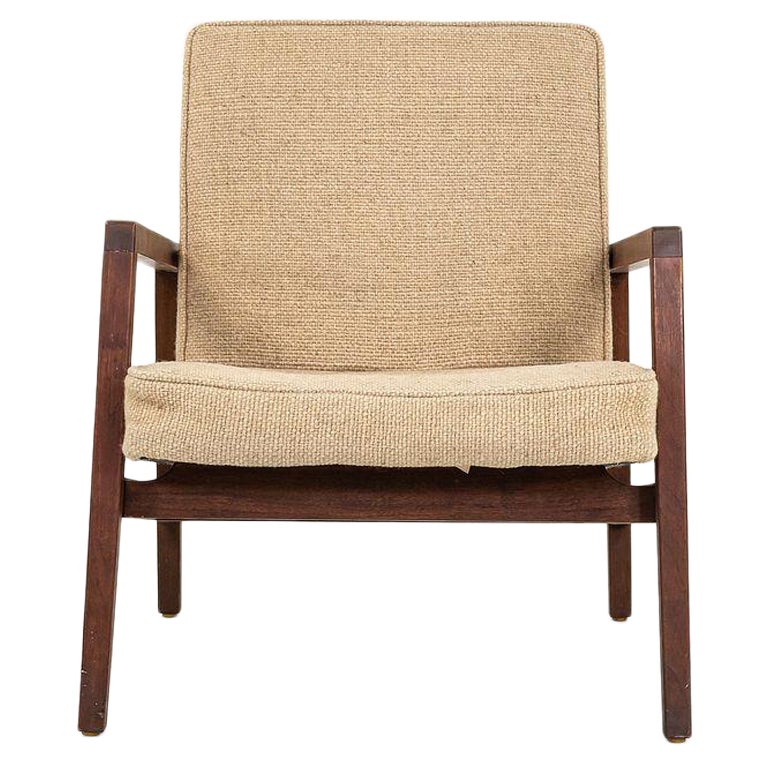 1960s Lewis Butler for Knoll 655 Arm Chair in Walnut with Tan Fabric