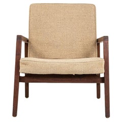 1960s Lewis Butler for Knoll 655 Arm Chair in Walnut with Tan Fabric