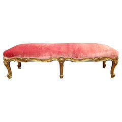 Antique French Regency Carved Wood with Gold Leaf Banquette or Bench, Circa 1880