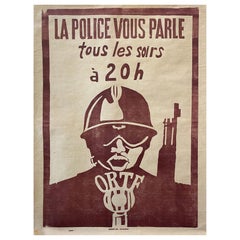 May 68 Original Vintage French Poster La Police Vous Parle Tous Les Soirs À 20 h