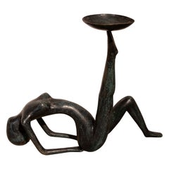 1980s Bronze Sculpture of a Female Figure with Base