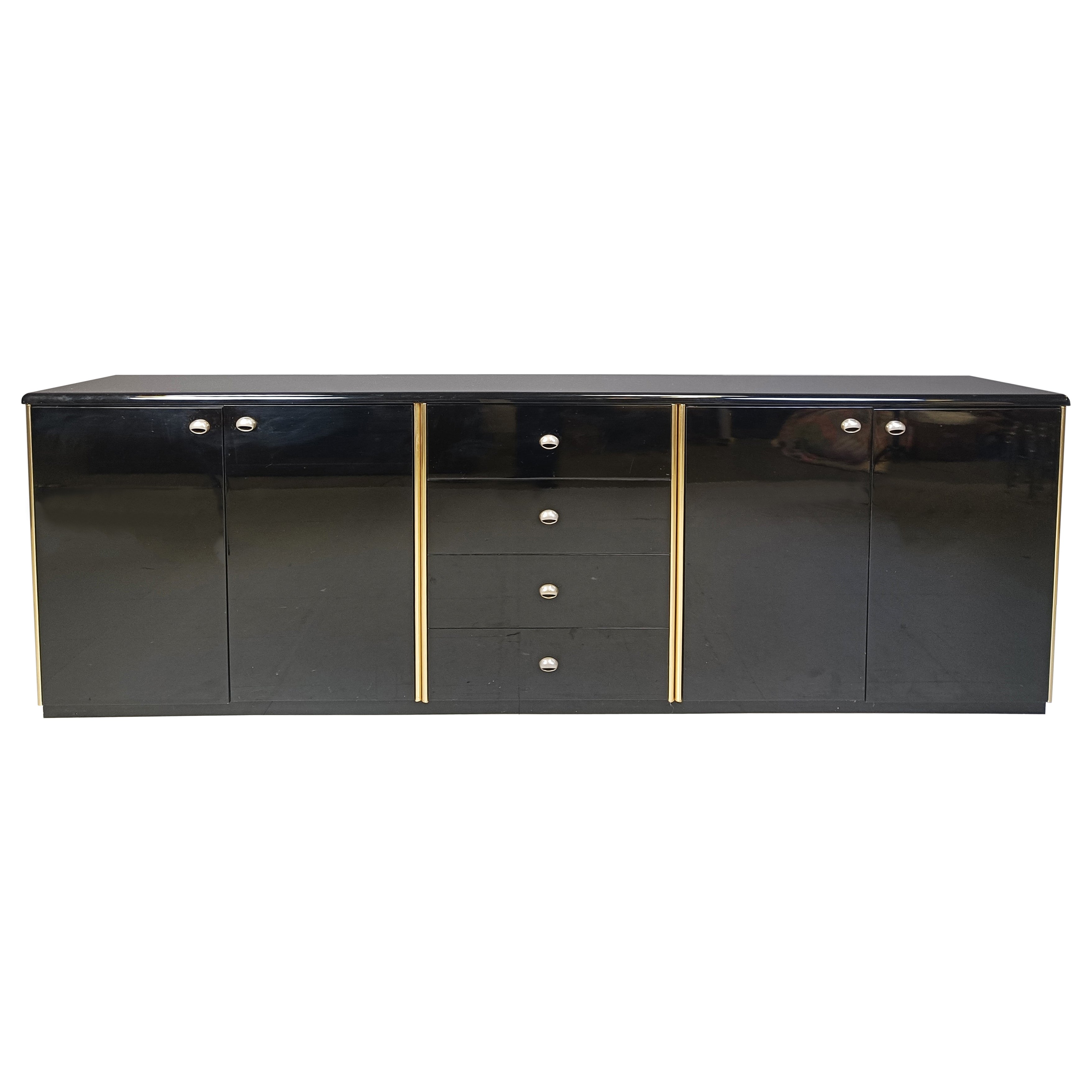 Vintage black lacquer sideboard, 1980s