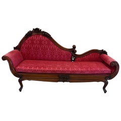 Outstanding Quality Antique Victorian Carved Mahogany Chaise Longue