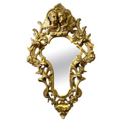 Gilded Wood Mirror With Putti, Italy, 19th Century 