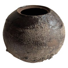 Organic Raw Wild Clay and Rock Wabi-Sabi Rustic Moon Jar Vase