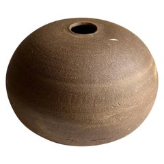 Round Brown Minimalist Wabi-Sabi Ceramic Decorative Vase