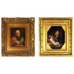 Set Of 2 Baroque Paintings Of Joseph And Paul, (18th Century)