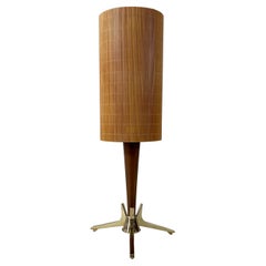 Table Lamp Teak, Brass, Rattan - Sweden 1950s