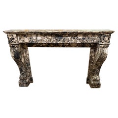 19th Century French Large Scale Carved Breccia Marble Mantel