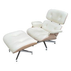 Ray and Charles Eames White Lounge Chair With Ottoman For Herman Miller