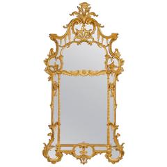 Antique George II Giltwood Mirror Chippendale-Style