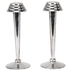 Pair of Art Deco Silver Plate Candlesticks