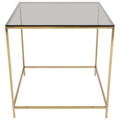 Mid-Century Modern Brass & Bronze Glass Side Table, circa 1970s