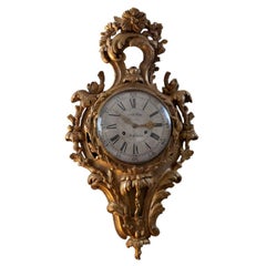 Swedish Rocaille Giltwood Wall Clock