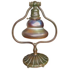 Tiffany Studios Bronze Desk Lamp on Circular Fluted Base, New York. Circa 1920