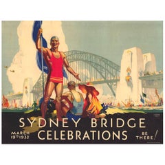 Original Vintage Poster Sydney Bridge Celebrations D Annand and D Whitmore, 1932