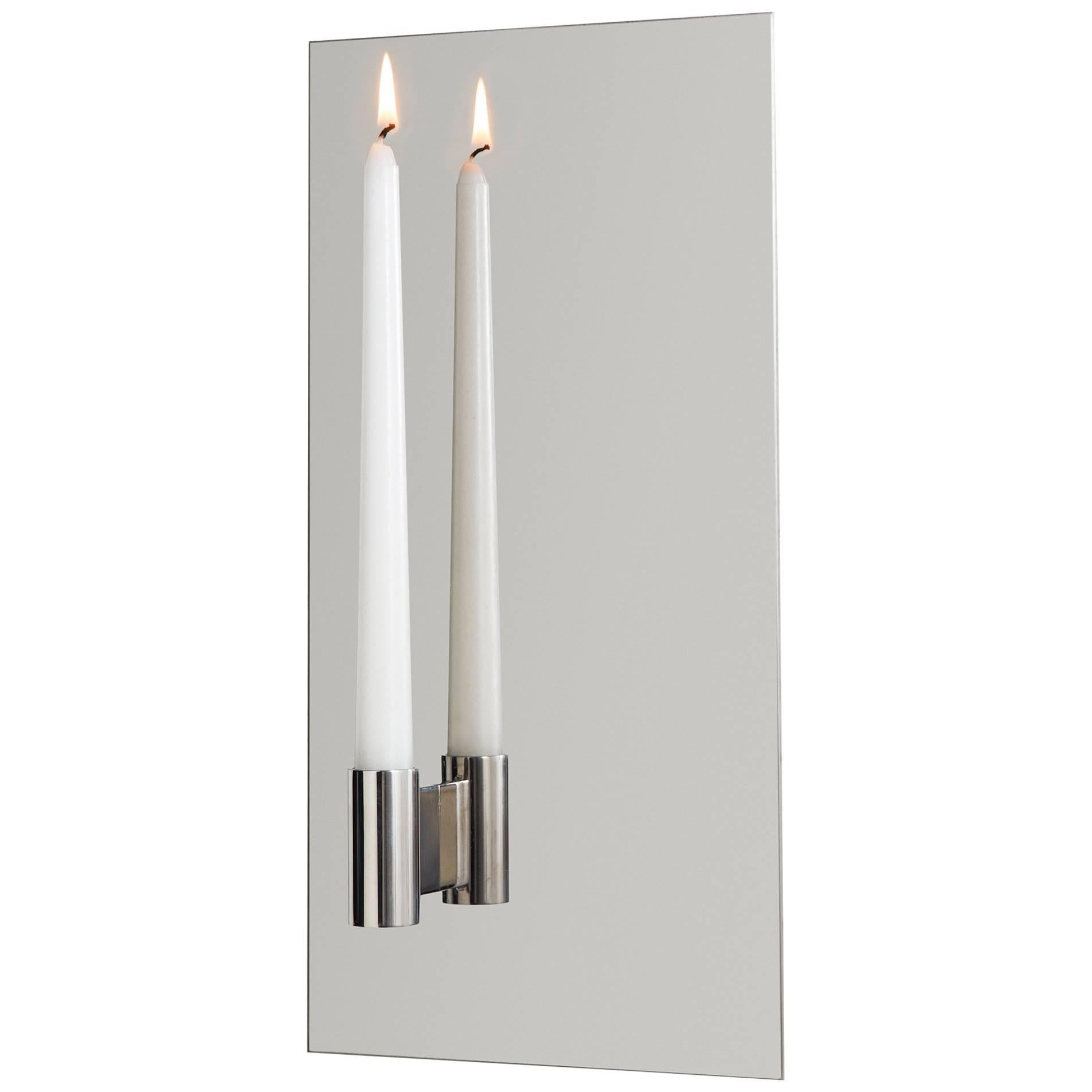 fferrone Contemporary Modern Mirror Polished Stainless Steel Candle Wall Scone