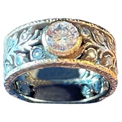 Mario Buccellati Diamond Band Ring 18 K White & Yellow Gold