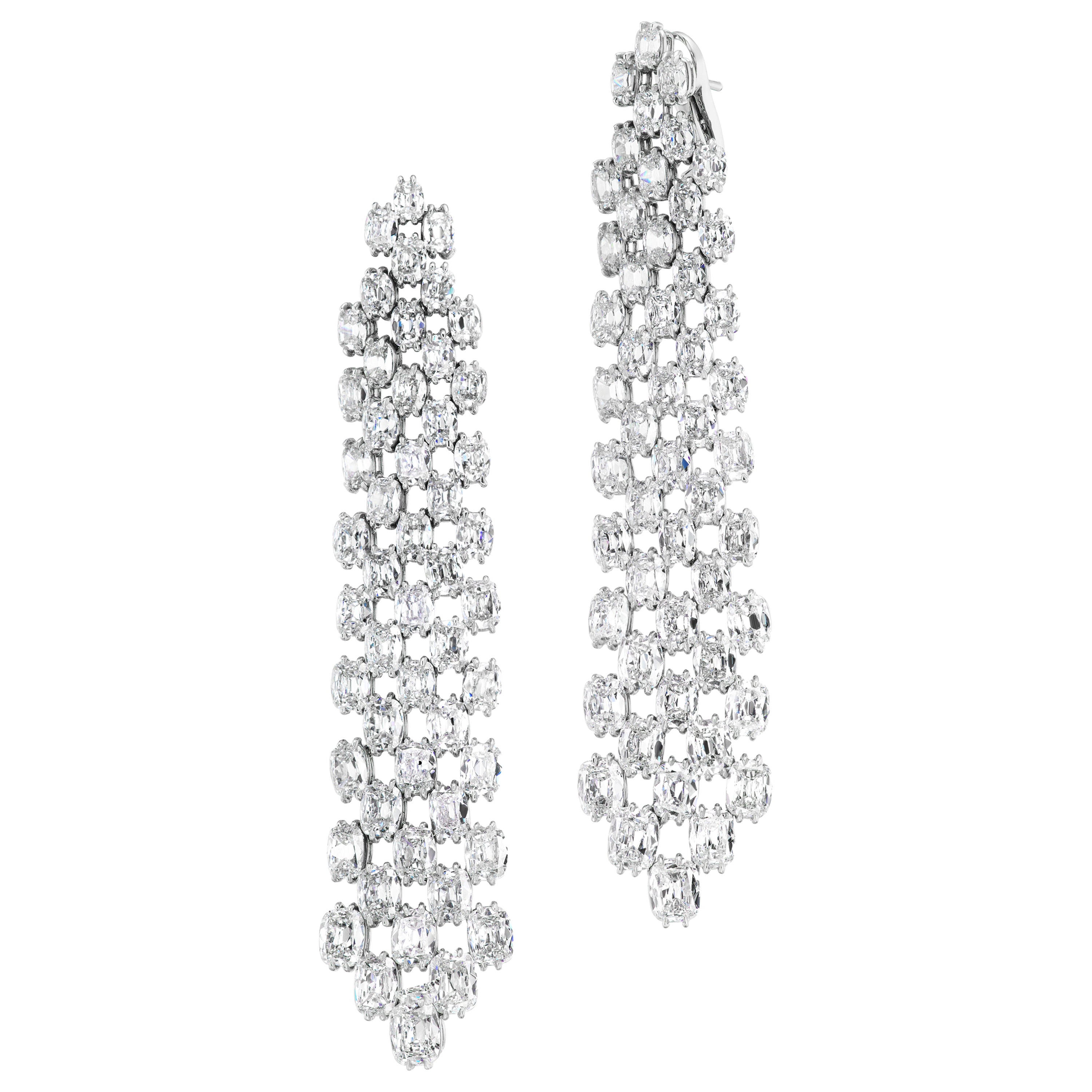 Cushion-Cut Diamond Chandelier Earrings