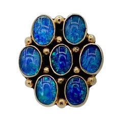 Rare Navajo Black Opal Ring 14 Karat Signed LS Larry Sandoval Native American