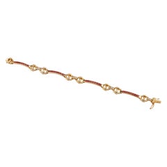 Ruby Diamond Hinged Bar Link Gold Bracelet