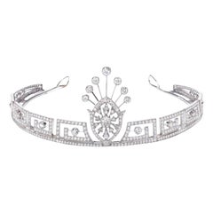 Art Deco Greek Key Diamond Platinum Tiara