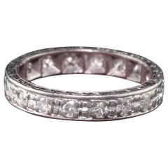 Antique Art Deco Platinum Old European Cut Diamond Eternity Band