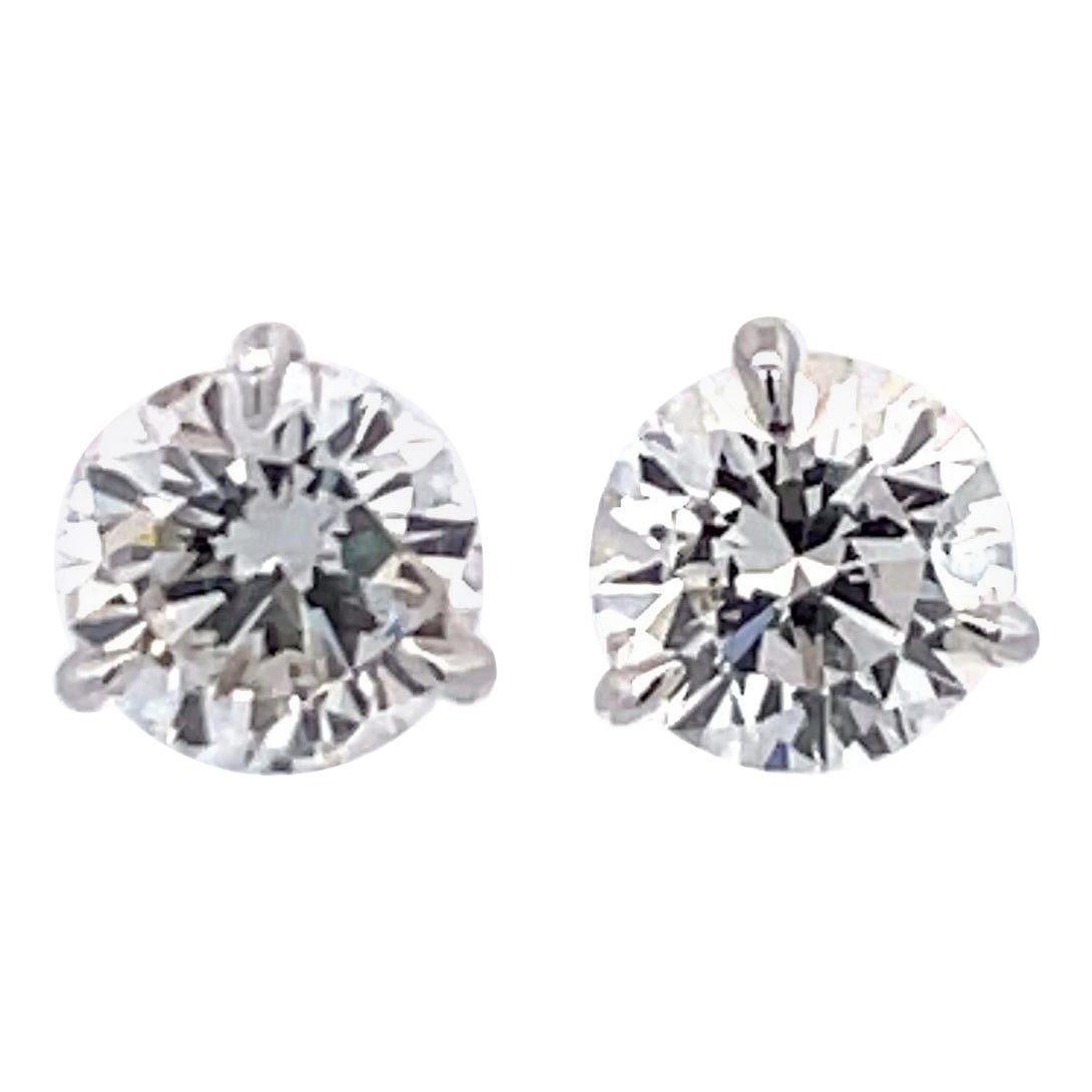 GIA Certified Diamond Stud Earrings 3.04 Carats H-I I1 18 Karat White Gold