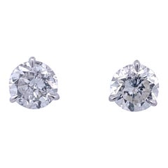 Diamond Stud Earrings 4.66 Carats G-H I1 18 Karat White Gold Champagne Setting