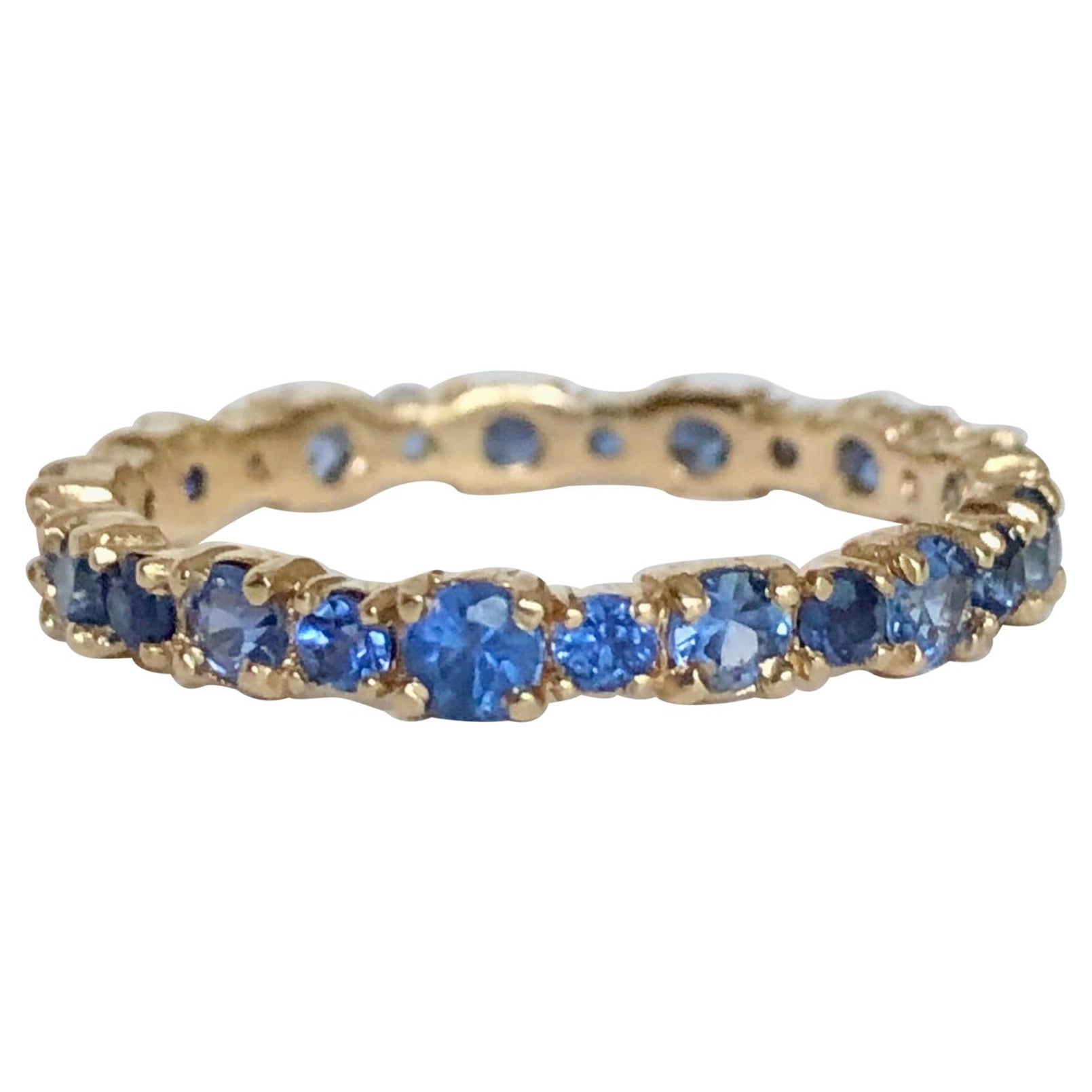 2.10 Carat Ceylon Sapphire Engagement Eternity Wedding Band Ring Gold