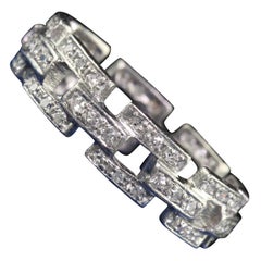 Antique Art Deco Platinum Single Cut Diamond Buckle Eternity Band