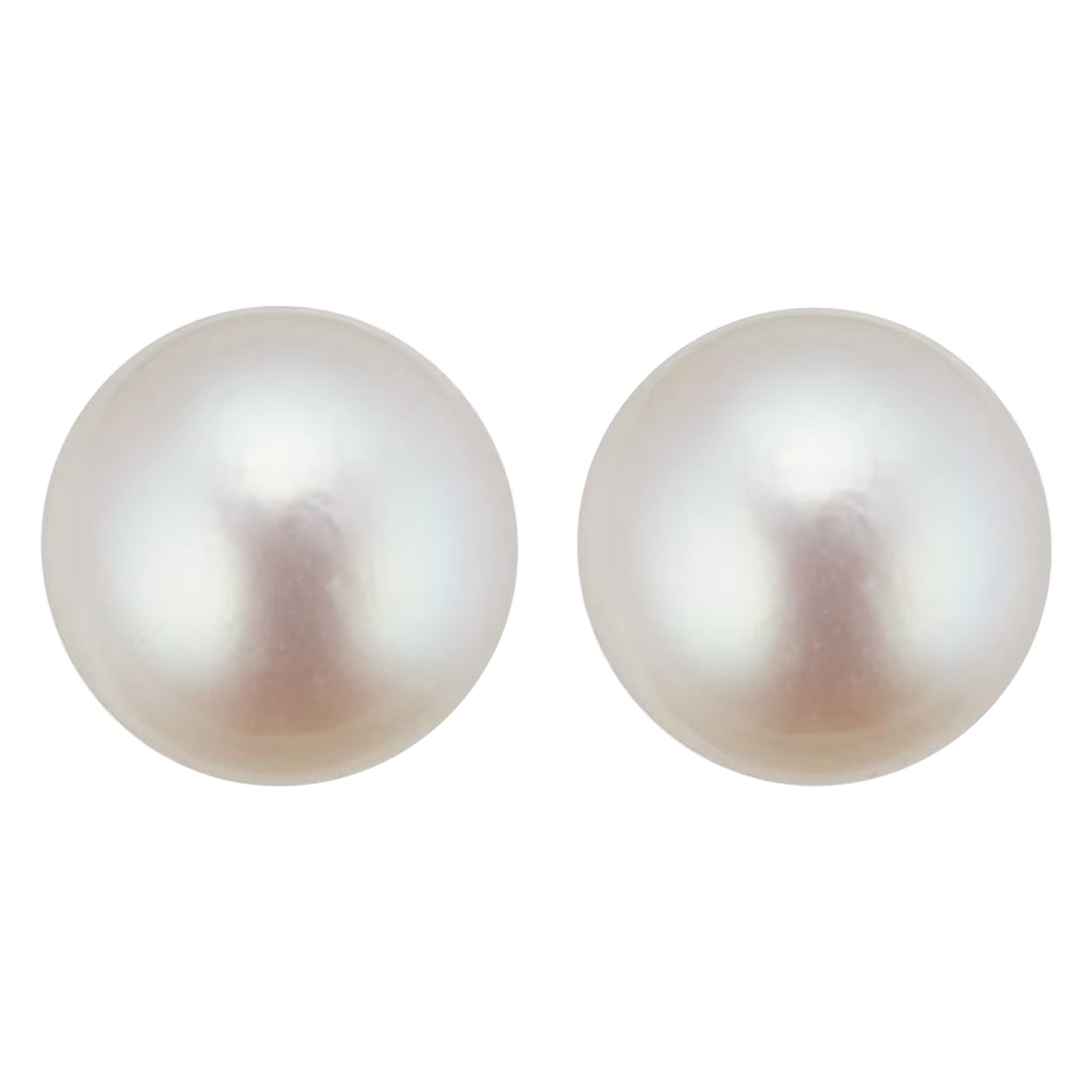 5mm Round Cultured Freshwater White Pearl 9k Yellow Gold Stud Earrings