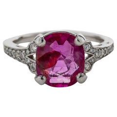 Ruby 3 Carat Solitaire Certified Unheated Burma, French, Estate NEW LOW PRICE