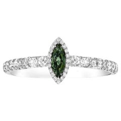 0.79 carat Fancy Deep Green Diamond Marquise cut White Gold 18K Ring