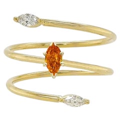 0.19 carat Fancy Vivid Yellowish Orange Diamond Marquise cut Gold 18K Ring